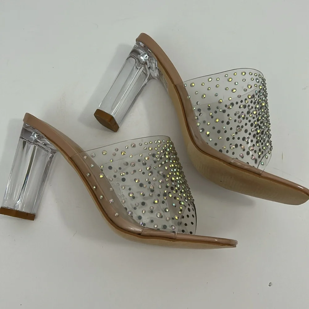 Hot Tomato Formal Heels 6.5 Silver Nude Rhinestone SKU‎ 2926